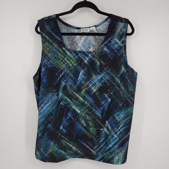 Units Womens Metallic Thread Square Neck Tank Top Size 2X - Picture 2 of 8